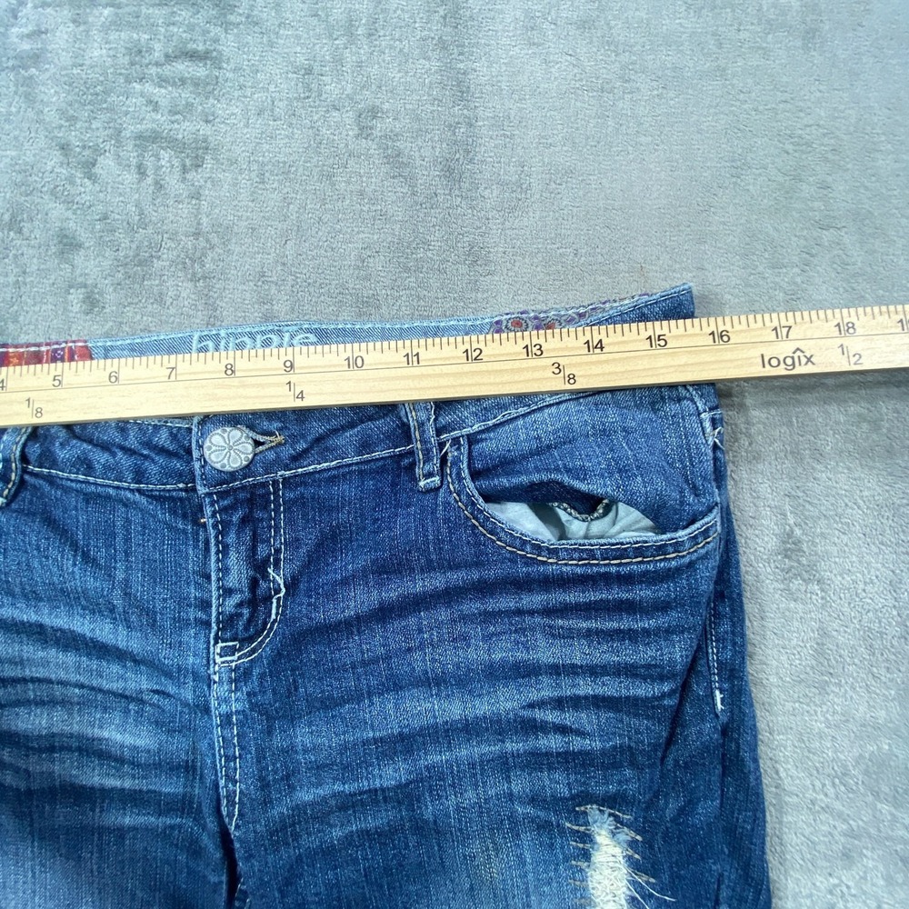 Hippie Laundry Jeans Womens 9 Blue Patchwork Y2K Boho‎ Festival Bootcut Distress - Picture 5 of 10